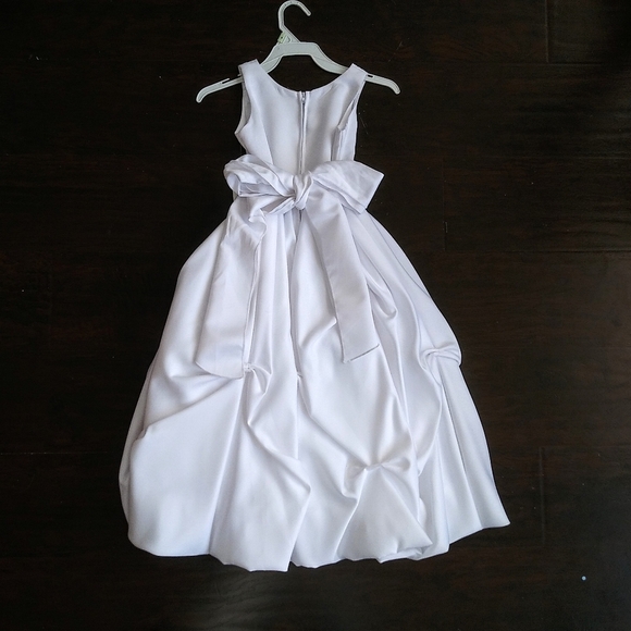 Girls White Satin Formal Dress - Picture 2 of 2